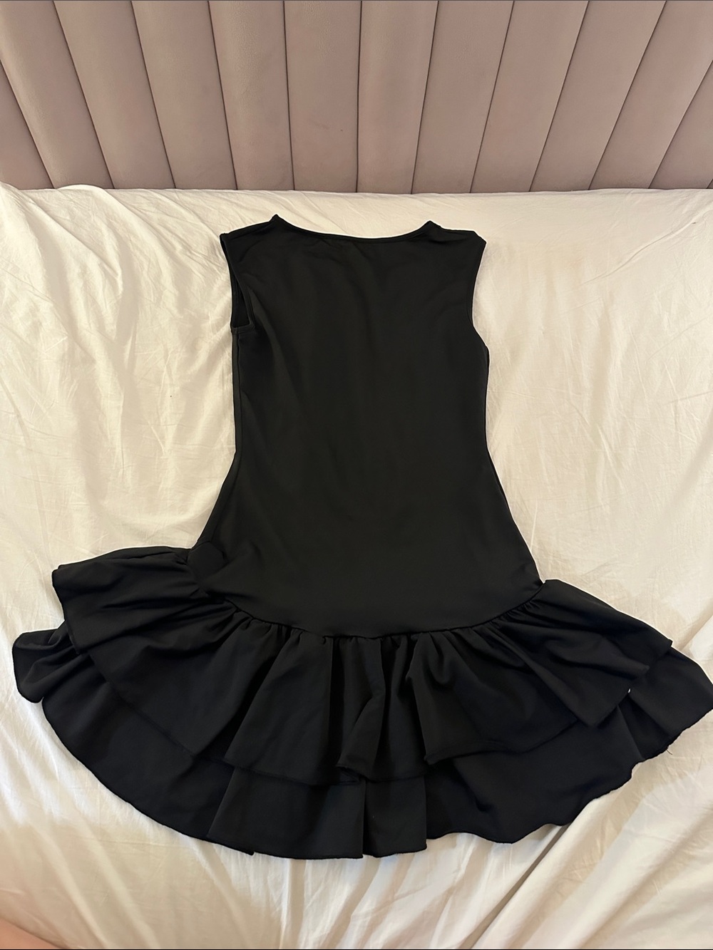 Black Sleeveless Ruffle Hem Dress